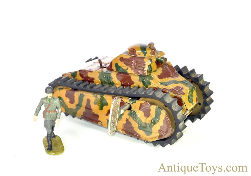 TippCo Tin Lithographed Windup Sparking Military Tank with Rubber Treads German <FONT COLOR="ff000 ">*SOLD*</font>