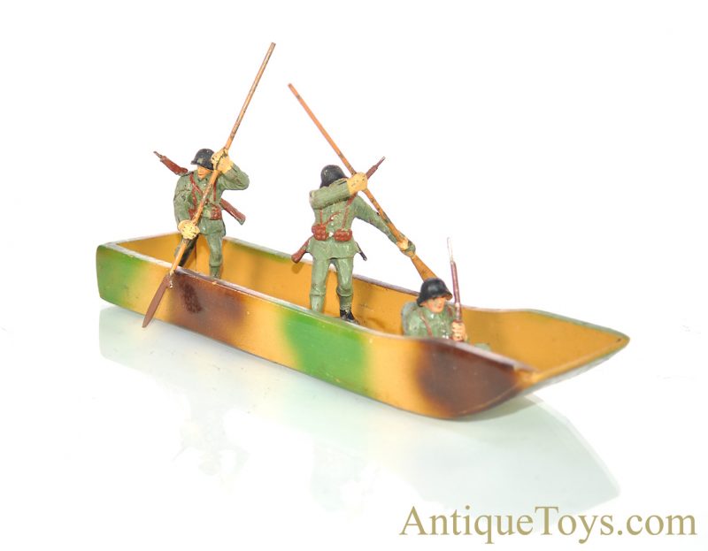 Elastolin Hausser Pontoon Boat Building Kit Group of Young Pioneer Soldiers German Toy <FONT COLOR="ff000 ">*SOLD*</font>