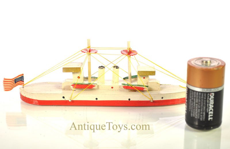 Japanese ca. 1931 Wooden Complete Model Gunboat Toy in Box for Sale - Image 8
