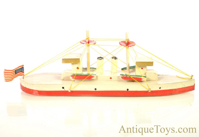 Japanese ca. 1931 Wooden Complete Model Gunboat Toy in Box for Sale - Image 2