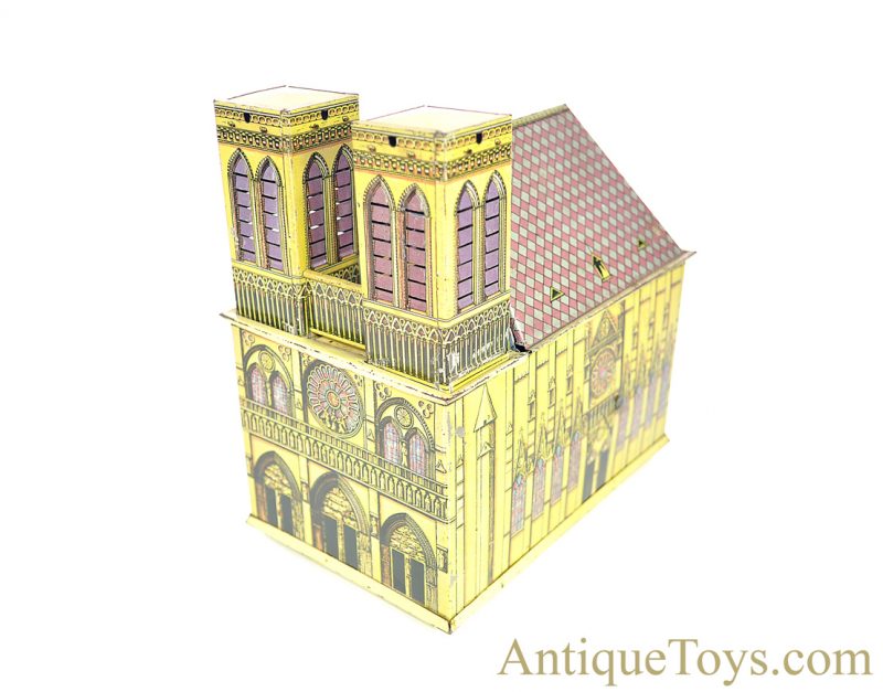 Leonhard Müller ca. 1924 German Pre-War Tin Lithographed Hand Crank Notre Dame Cathedral Organ Music Box for Sale <FONT COLOR="ff000 ">*SOLD*</font> - Image 3