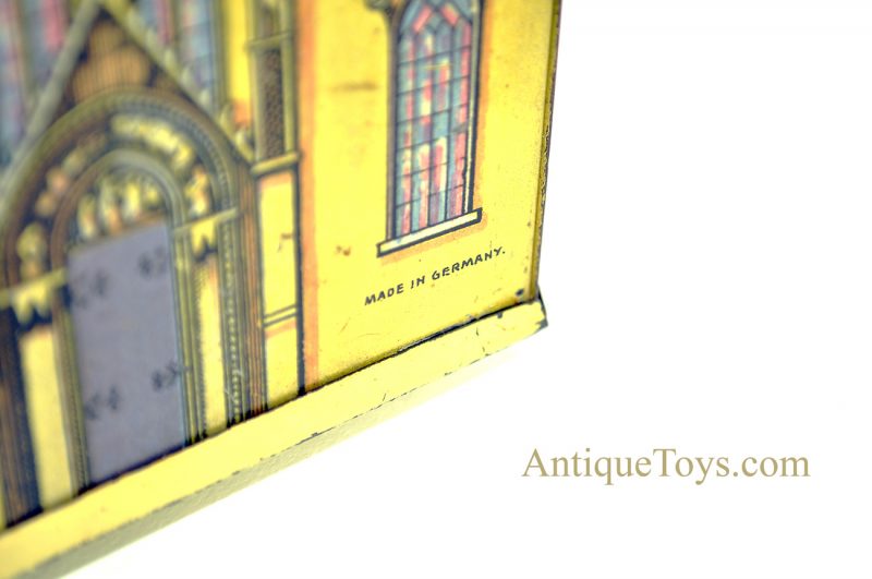 Leonhard Müller ca. 1924 German Pre-War Tin Lithographed Hand Crank Notre Dame Cathedral Organ Music Box for Sale <FONT COLOR="ff000 ">*SOLD*</font> - Image 10