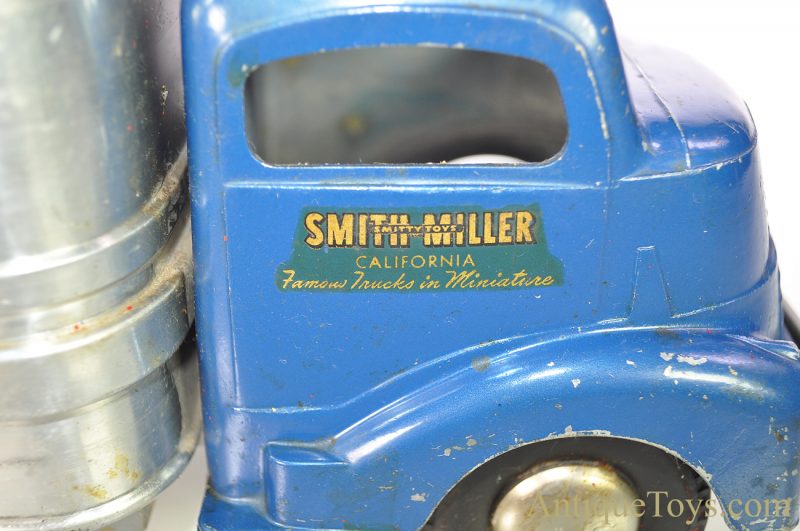 Original Smith-Miller, Inc. “Smitty Toys” Blue Wooden Bed Barrel Delivery Truck <FONT COLOR="ff000 ">*SOLD*</font> - Image 11