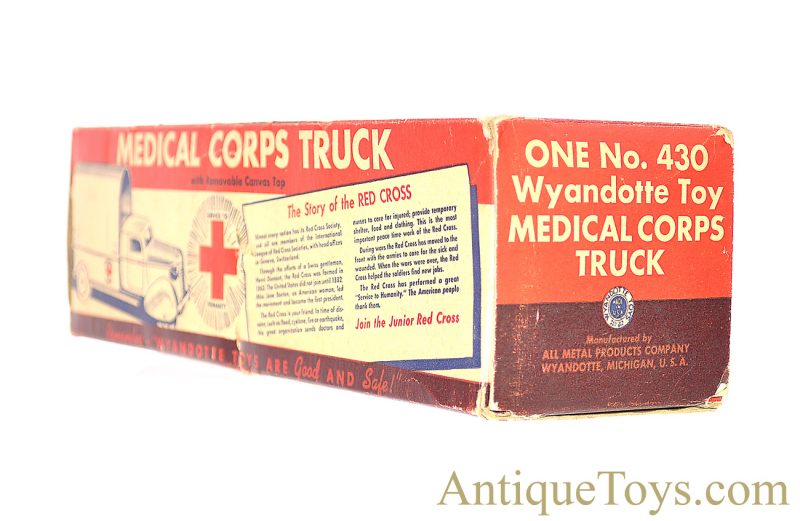 Wyandotte Toys All Metal Products Company Pressed Steel ca. 1930's Medical Corps Truck Red Cross Ambulance No. 430 with Box  *SOLD* - Image 13