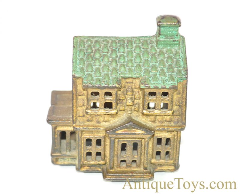 A.C. Williams 1910-1931 Cast Iron Colonial House with Porch Still Penny Coin Bank <FONT COLOR="ff000 ">*SOLD*</font>