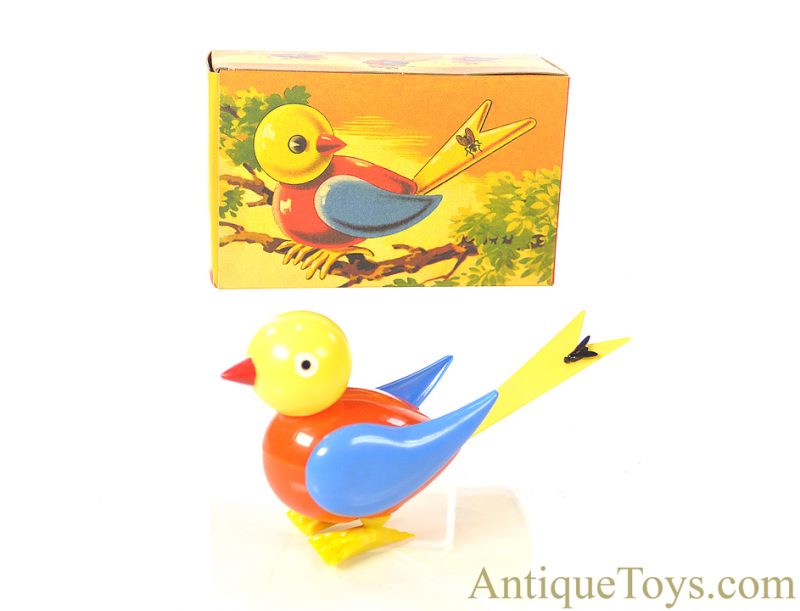 Greppert & Kelch (G&K/GNK) Plastic Windup Bird and Fly German Toy with Box <FONT COLOR="ff000 ">*SOLD*</font>