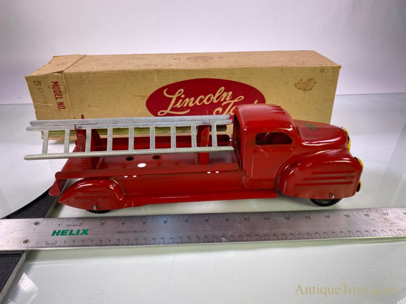 Lincoln Toys Pressed Steel Fire Engine Ladder Truck in Box <FONT COLOR="ff000 ">*SOLD*</font> - Image 3