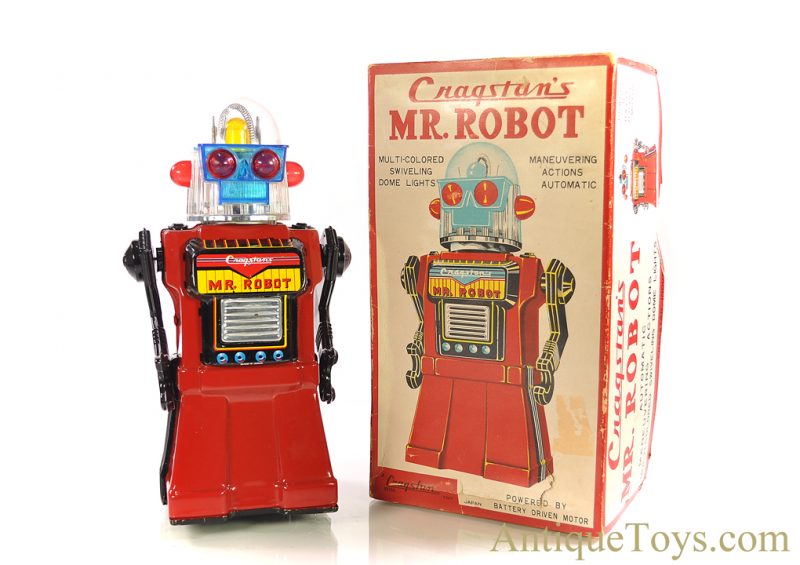 Cragstan's Mr. Robot Tin Lithographed Battery Operated Japanese Space Robot Toy in Box <FONT COLOR="ff000 ">*SOLD*</font>