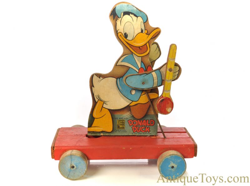 Fisher-Price Black Label #432-532 Donald Duck Band Leader Walt Disney Wooden Pull Toy for Sale <FONT COLOR="ff000 ">*SOLD*</font>