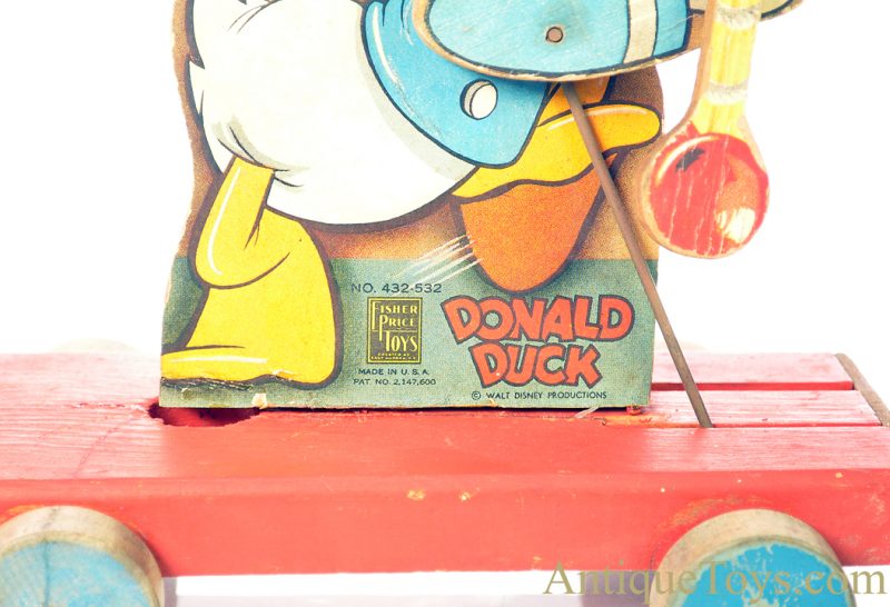 Fisher-Price Black Label #432-532 Donald Duck Band Leader Walt Disney Wooden Pull Toy for Sale <FONT COLOR="ff000 ">*SOLD*</font> - Image 3