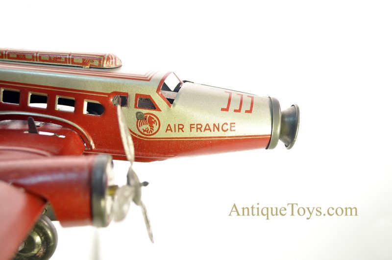 Joustra Air France Four Engine “F-ANNY” Tin Lithographed Windup Toy Airplane with Battery Light for Sale <FONT COLOR="ff000 ">*SOLD*</font> - Image 9