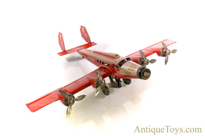 Joustra Air France Four Engine “F-ANNY” Tin Lithographed Windup Toy Airplane with Battery Light for Sale <FONT COLOR="ff000 ">*SOLD*</font> - Image 2