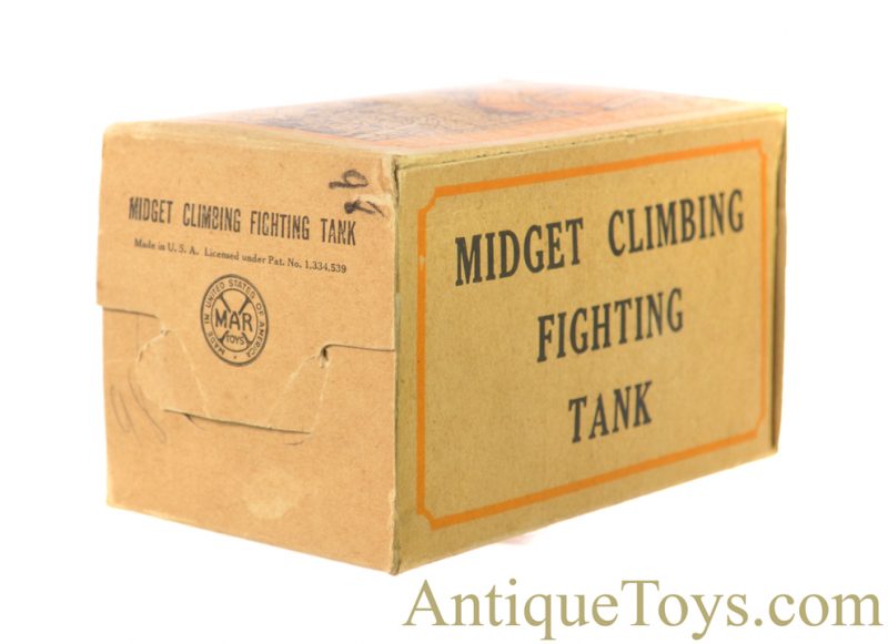 Marx ca. 1950’s Lithographed Tin Clockwork Windup Rubber Tread #5 “Midget Climbing Fighting Tank” with Box <FONT COLOR="ff000 ">*SOLD*</font> - Image 11