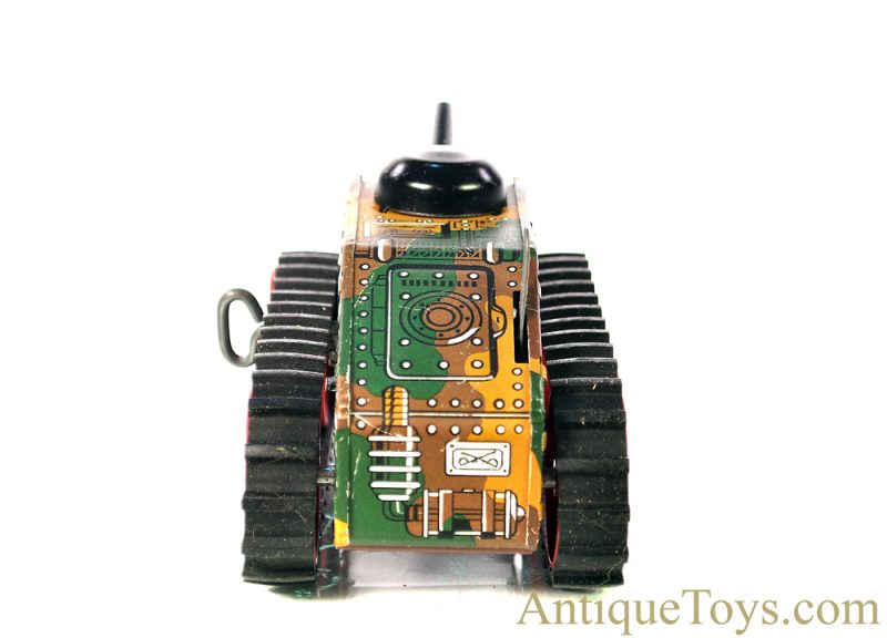Marx ca. 1950’s Lithographed Tin Clockwork Windup Rubber Tread #5 “Midget Climbing Fighting Tank” with Box <FONT COLOR="ff000 ">*SOLD*</font> - Image 4