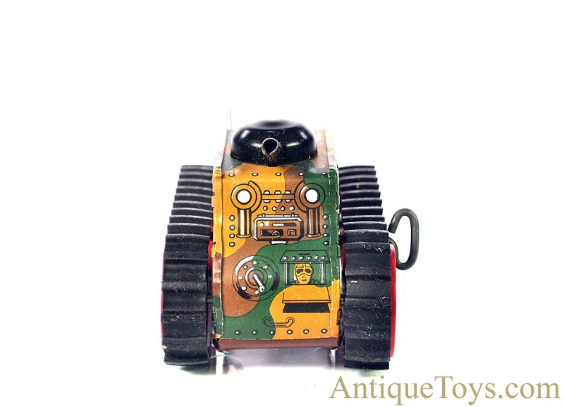 Marx ca. 1950’s Lithographed Tin Clockwork Windup Rubber Tread #5 “Midget Climbing Fighting Tank” with Box <FONT COLOR="ff000 ">*SOLD*</font> - Image 5