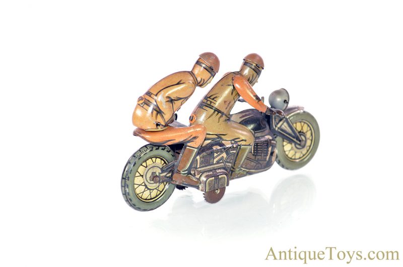 C.K.O Kellerman ca. 1930's #MR-343 German Tin Lithographed Windup Dual Rider Motorcycle for Sale <FONT COLOR="ff000 ">*SOLD*</font> - Image 3