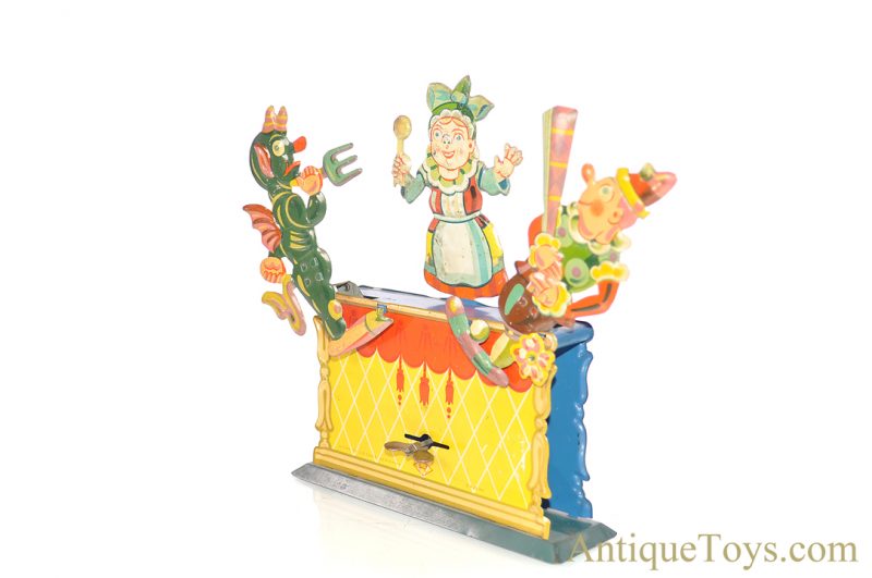 Rühl Tin Lithographed Windup Punchinello Theater Punch & Judy Toy <FONT COLOR="ff000 ">*SOLD*</font> - Image 4