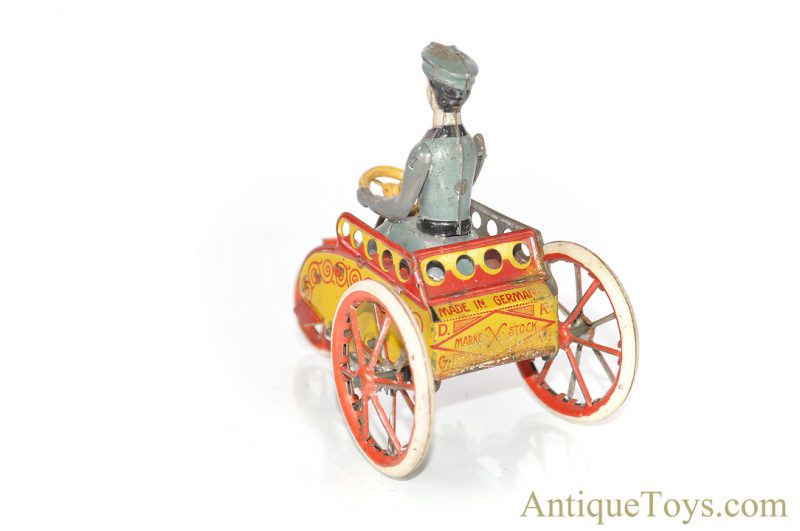 Walter Stock Pre-War Lithographed Windup Tin Penny Toy Woman in Car for Sale - Image 5