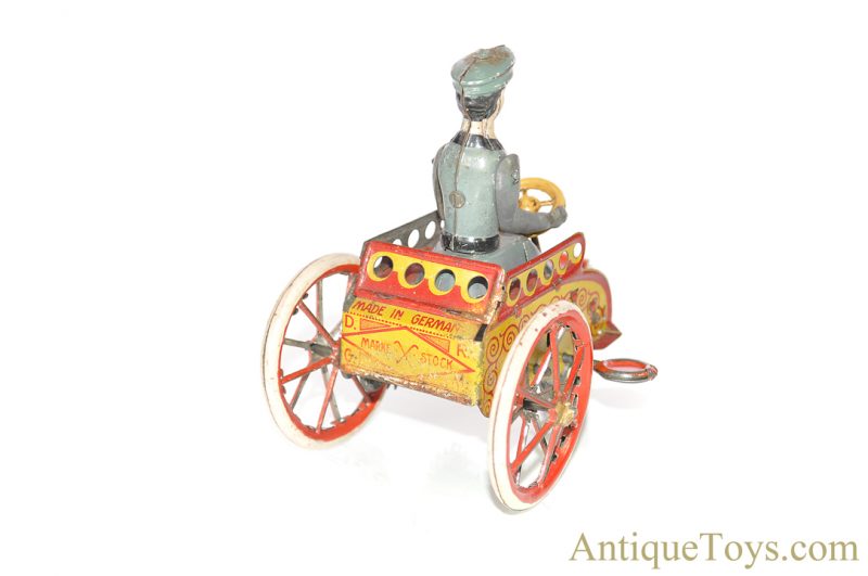 Walter Stock Pre-War Lithographed Windup Tin Penny Toy Woman in Car for Sale - Image 6