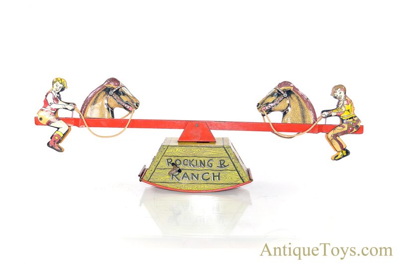 Walt Reach Toys by Courtland Rocking R Ranch Tin Lithographed Windup Teeter Totter Toy for Sale <FONT COLOR="ff000 ">*SOLD*</font> - Image 2