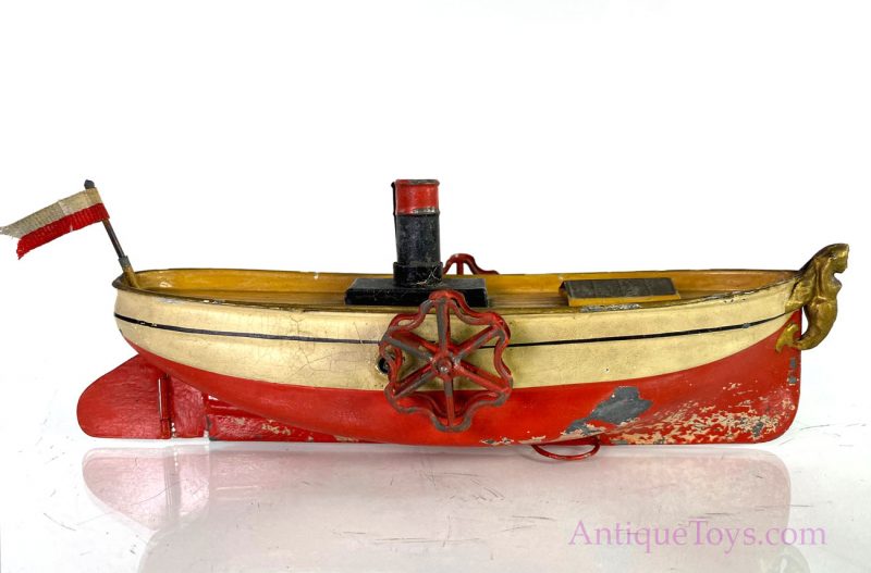 Ubelacker ca. 1900 Paddlewheeler tin boat with Figurehead <FONT COLOR="ff000 ">*SOLD*</font> - Image 2