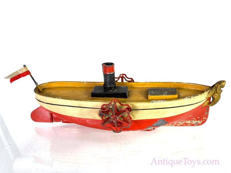Ubelacker ca. 1900 Paddlewheeler tin boat with Figurehead <FONT COLOR="ff000 ">*SOLD*</font>