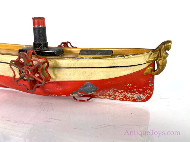 Ubelacker ca. 1900 Paddlewheeler tin boat with Figurehead <FONT COLOR="ff000 ">*SOLD*</font> - Image 4