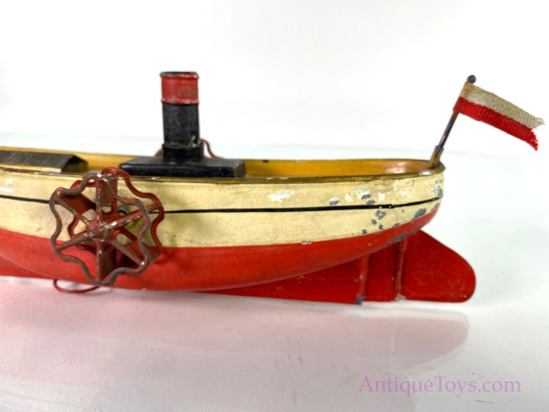 Ubelacker ca. 1900 Paddlewheeler tin boat with Figurehead <FONT COLOR="ff000 ">*SOLD*</font> - Image 9