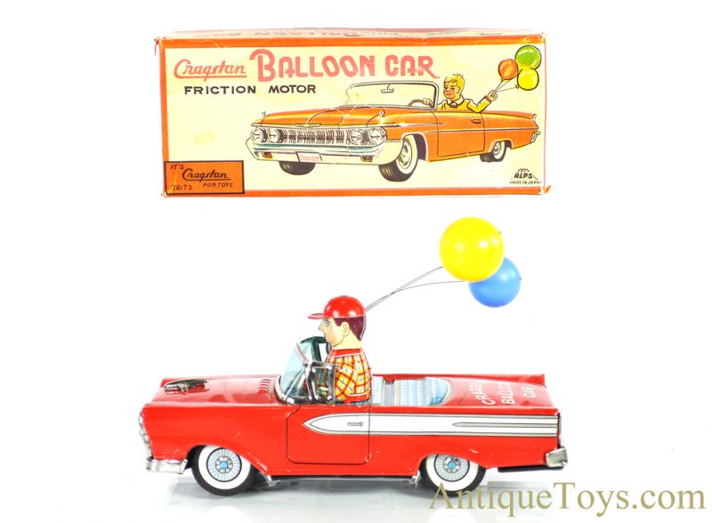Cragstan's Friction Tin Lithographed "Balloon Car" 1107 Alps Japanese Toy in Box <FONT COLOR="ff000 ">*SOLD*</font>