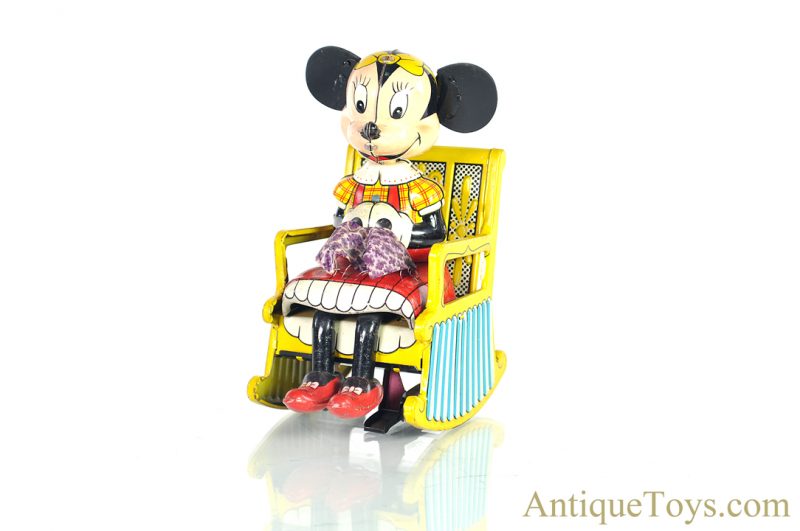 Linemar Marx Tin Lithographed Windup J-1848 Knitting “Mechanical Minnie Mouse” Disney Japanese Toy in Box <FONT COLOR="ff000 ">*SOLD*</font> - Image 3