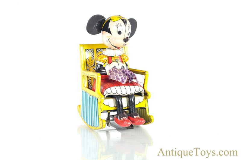 Linemar Marx Tin Lithographed Windup J-1848 Knitting “Mechanical Minnie Mouse” Disney Japanese Toy in Box <FONT COLOR="ff000 ">*SOLD*</font> - Image 2