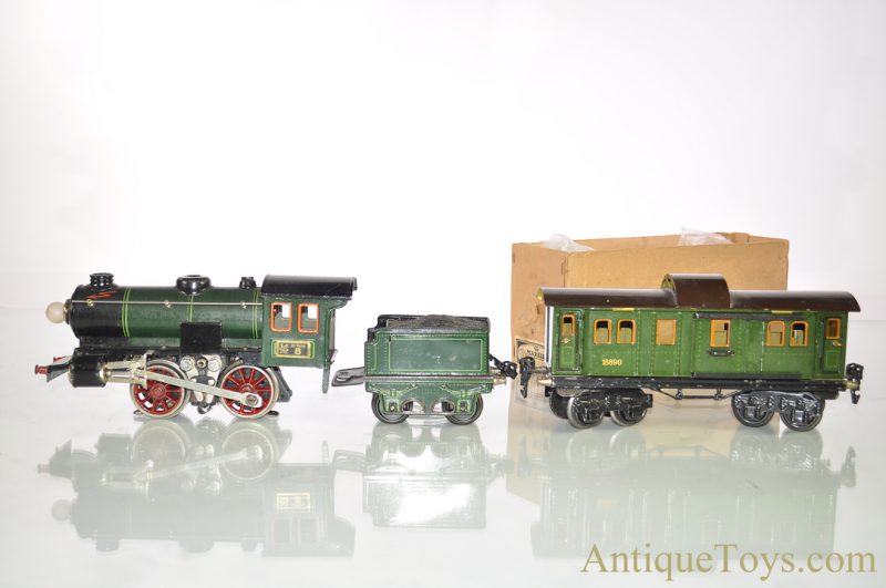 Marklin/Gebrüder Marklin Tin Lithographed 20 Volts B R65/13050 Locomotive, Tender, & 1889/0 Passenger Train Car O Gauge Train w/Box <FONT COLOR="ff000 ">*SOLD*</font> - Image 2