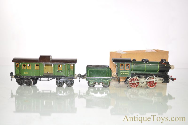 Marklin/Gebrüder Marklin Tin Lithographed 20 Volts B R65/13050 Locomotive, Tender, & 1889/0 Passenger Train Car O Gauge Train w/Box <FONT COLOR="ff000 ">*SOLD*</font>