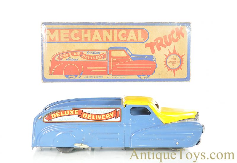 Marx Tin Windup Lithographed Super Deluxe Delivery Service Mechanical Truck with Box <FONT COLOR="ff000 ">*SOLD*</font>