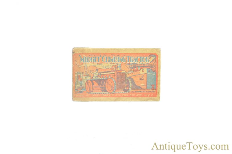 Marx ca. 1950’s Lithographed Tin Clockwork Windup Rubber Tread “Midget Climbing Tractor” with Box <FONT COLOR="ff000 ">*SOLD*</font> - Image 9