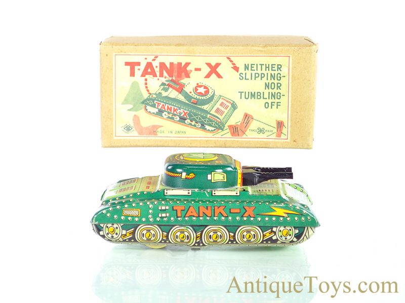 Masudaya Modern Toys (MT) Friction Tin Lithographed “Tank-X” Military Vehicle Japanese Toy with Box <FONT COLOR="ff000 ">*SOLD*</font>