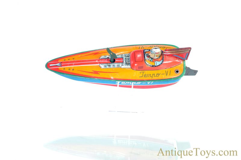 Sankei "Tempo-VI" Windup Tin Lithographed Japanese Toy Speed Boat for Sale - Image 3