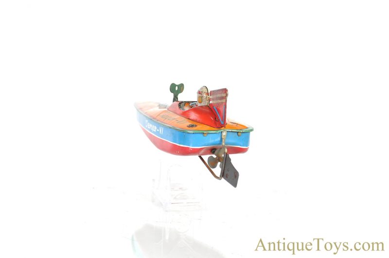Sankei "Tempo-VI" Windup Tin Lithographed Japanese Toy Speed Boat for Sale - Image 8