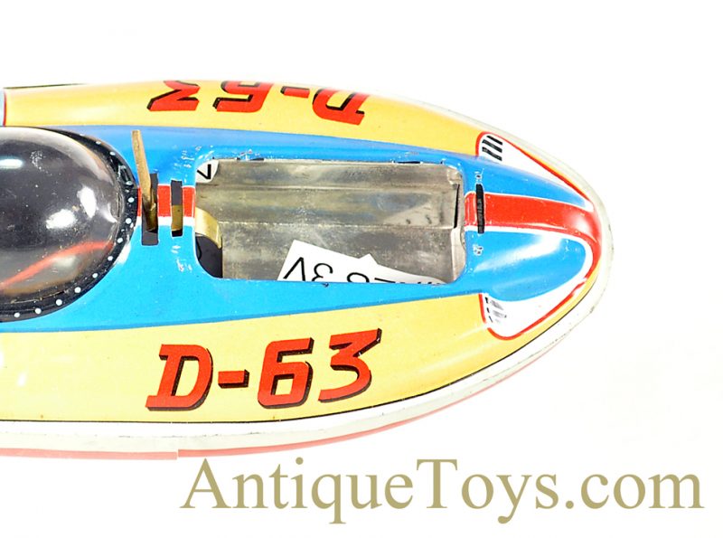 Yonezawa Toys (Y) Tin Lithographed Battery Operated "D-63 Diamond" Speed Boat Japanese Toy Boat <FONT COLOR="ff000 ">*SOLD*</font> - Image 7