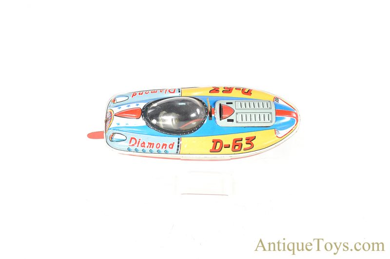 Yonezawa Toys (Y) Tin Lithographed Battery Operated "D-63 Diamond" Speed Boat Japanese Toy Boat <FONT COLOR="ff000 ">*SOLD*</font> - Image 6