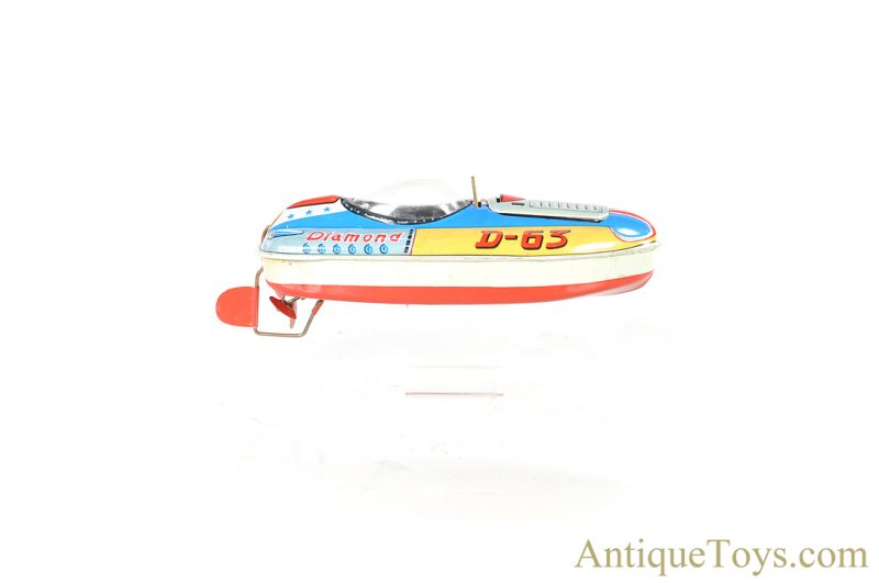 Yonezawa Toys (Y) Tin Lithographed Battery Operated "D-63 Diamond" Speed Boat Japanese Toy Boat <FONT COLOR="ff000 ">*SOLD*</font>