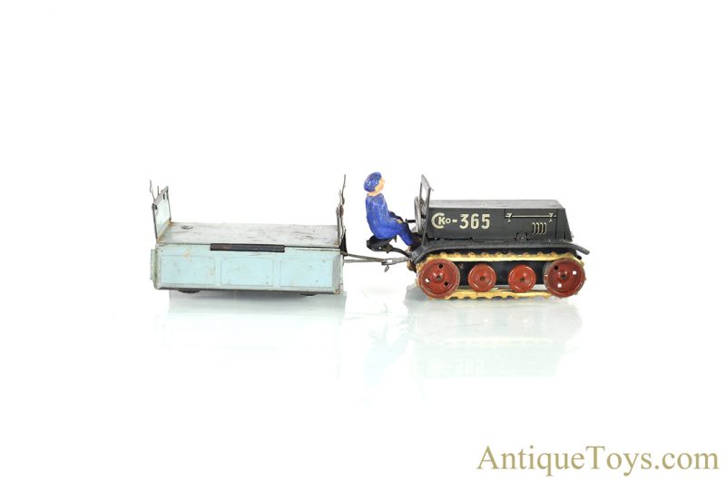 C.K.O Kellerman 365 German Tin Lithographed Windup Crawler Tractor with Wagon <FONT COLOR="ff000 ">*SOLD*</font> - Image 2