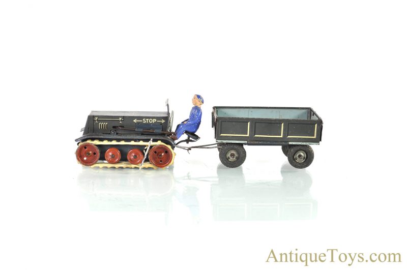 C.K.O Kellerman 365 German Tin Lithographed Windup Crawler Tractor with Wagon <FONT COLOR="ff000 ">*SOLD*</font> - Image 3