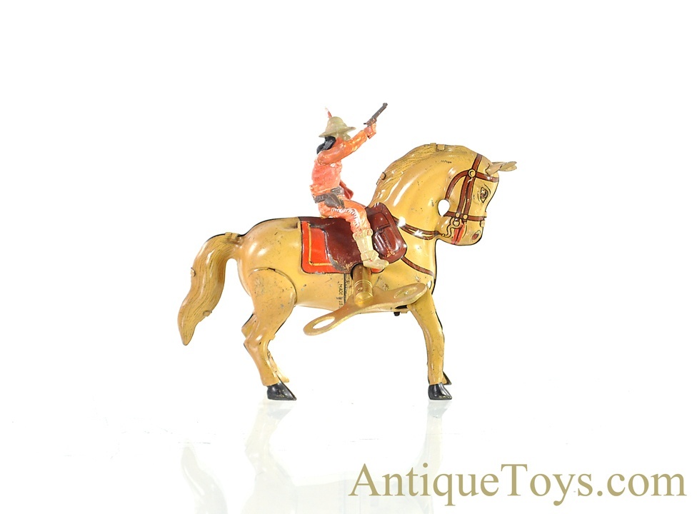 German Tin Lithographed Windup Western Style American Indian on Horse
