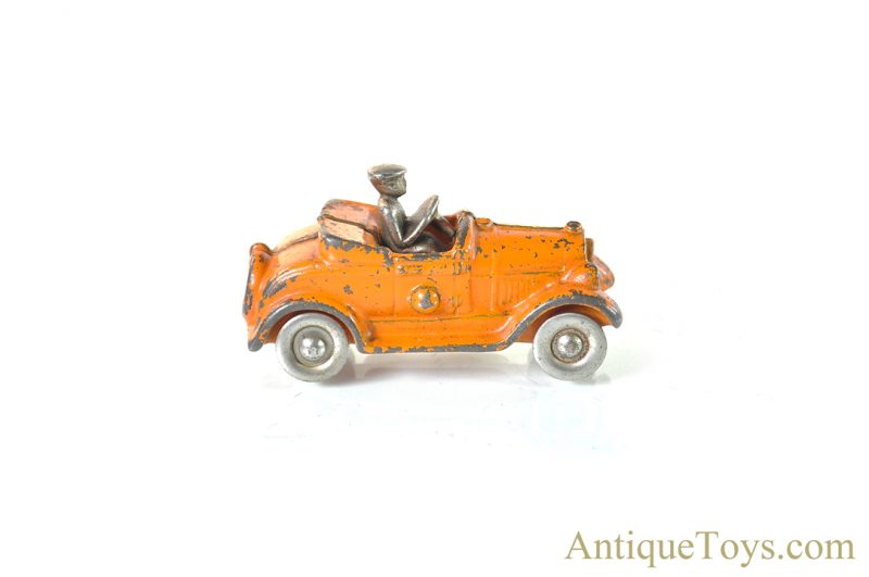 Kilgore Manufacturing Co. Cast Iron Orange Convertible Roadster Car <FONT COLOR="ff000 ">*SOLD*</font>