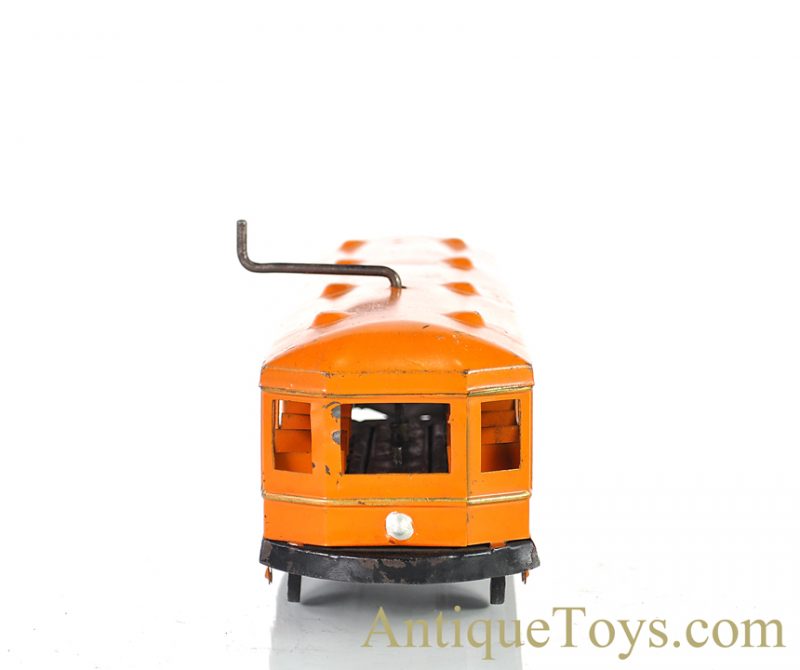 Kingsbury Manufacturing Co. Pressed Steel Orange Windup 784 Trolley Bus Streetcar <FONT COLOR="ff000 ">*SOLD*</font> - Image 6