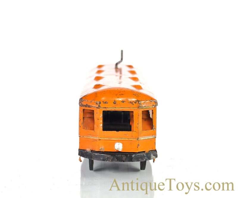Kingsbury Manufacturing Co. Pressed Steel Orange Windup 784 Trolley Bus Streetcar <FONT COLOR="ff000 ">*SOLD*</font> - Image 7