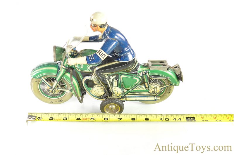 Tippco Toys Company (Tipp & Co., TCO) Tin Lithographed Friction Battery Operated Light Police Motorcycle German Toy <FONT COLOR="ff000 ">*SOLD*</font> - Image 12