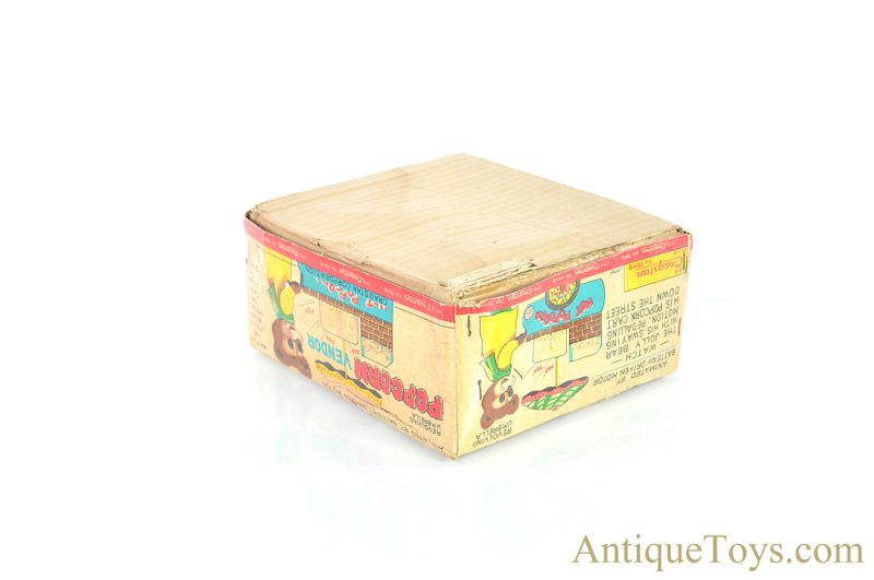 Cragstan's Battery Operated Tin Lithographed "Popcorn Vendor" Suzuki & Edwards Japanese Toy in Box <FONT COLOR="ff000 ">*SOLD*</font> - Image 8