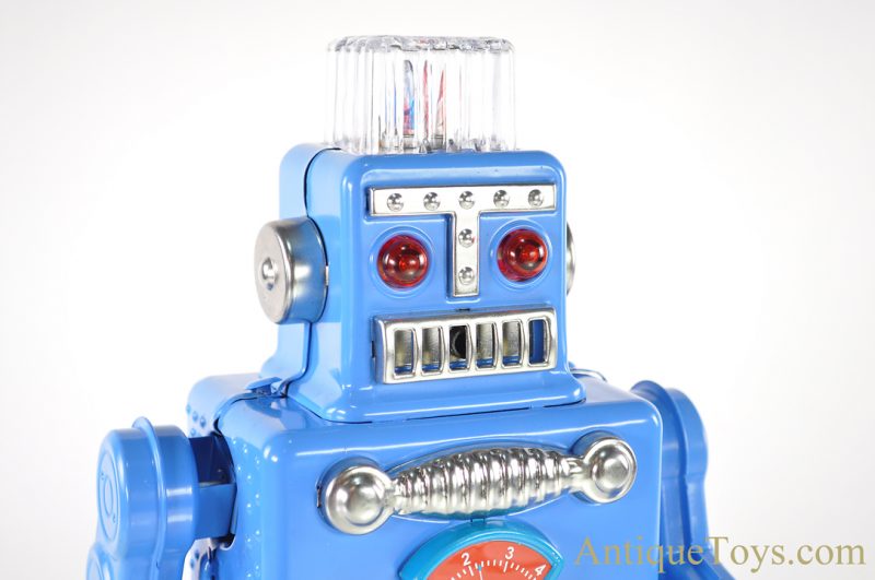 HaHa Toy Tin Lithographed Battery Operated “Smoking Spaceman” TR2011 Blue Edition Chinese Toy Robot <FONT COLOR="ff000 ">*SOLD*</font> - Image 10